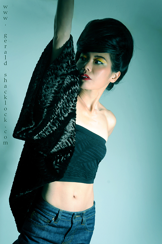 Female model photo shoot of Absolute Zero by Gerald Shacklock Photog, hair styled by Kay Corbett