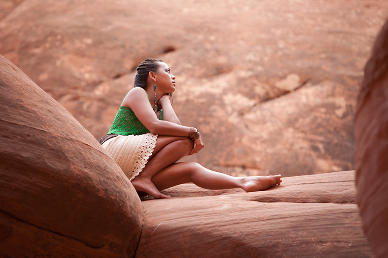 Female model photo shoot of Jenna Rice Photography in Arches National Park, Utah