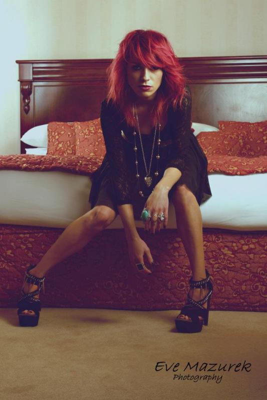 Female model photo shoot of Tanya O Sullivan in Meadowlands Hotel suite