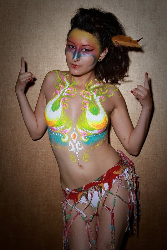 Female model photo shoot of Velvastein body paint in Pomona ca