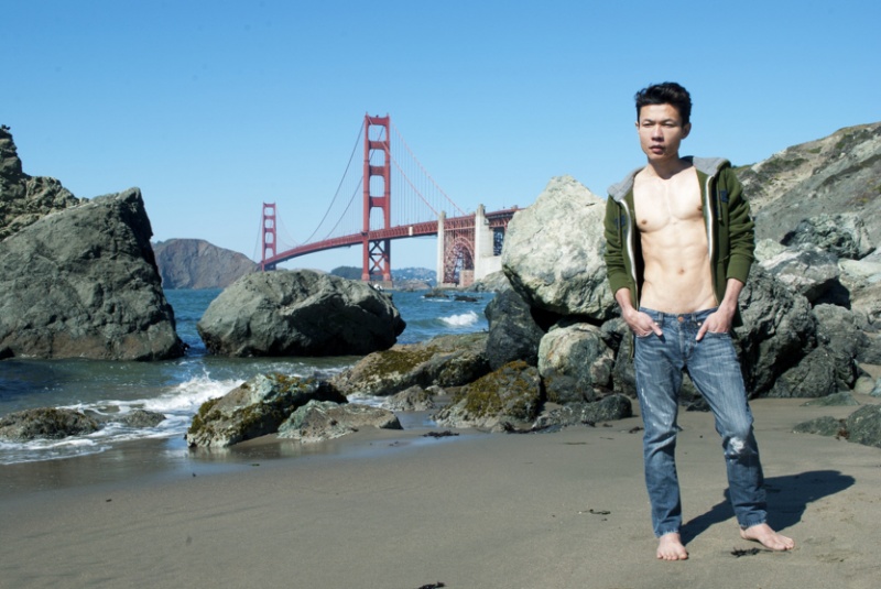 Male model photo shoot of GengSF by QC Photo in Baker Beach.