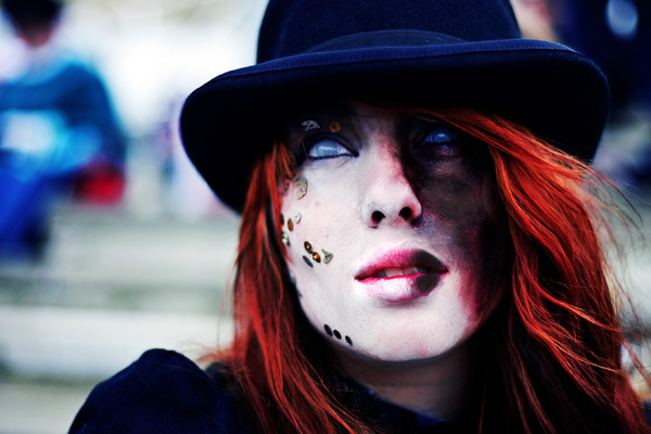 Female model photo shoot of Molly Deneuve in ExCel docklands, London.