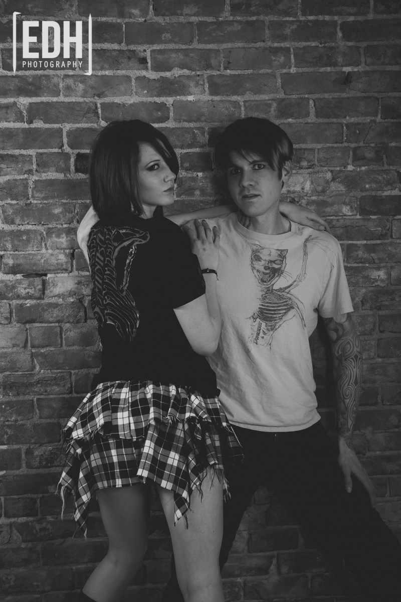 Male and Female model photo shoot of ChapinRockabilly and Megan Monster , clothing designed by Jessica Wilderotter