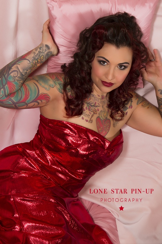 Female model photo shoot of Miranda75 by Lone Star Pin-up in Salado, TX, makeup by Blood and Glitter 