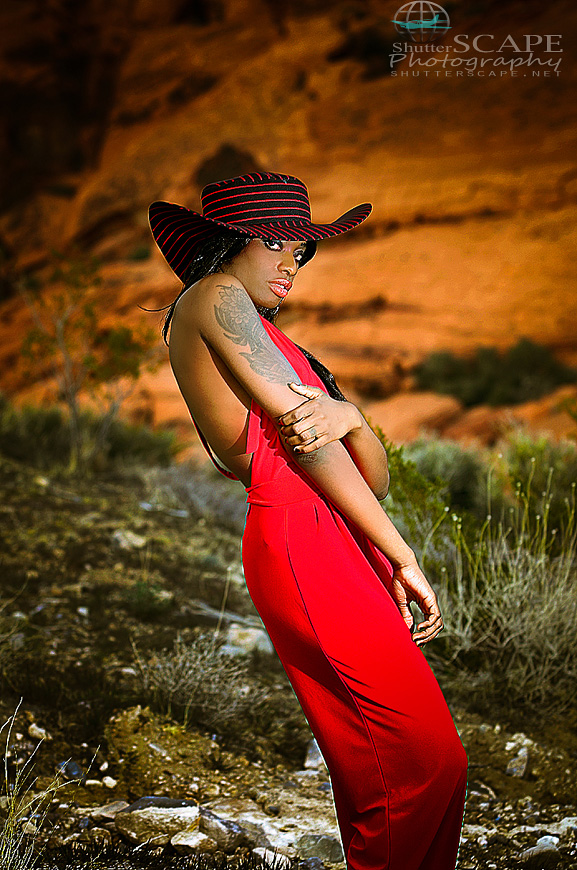 Female model photo shoot of BiBiche by SSphoto in Red Rock Canyon, makeup by Chaelicious