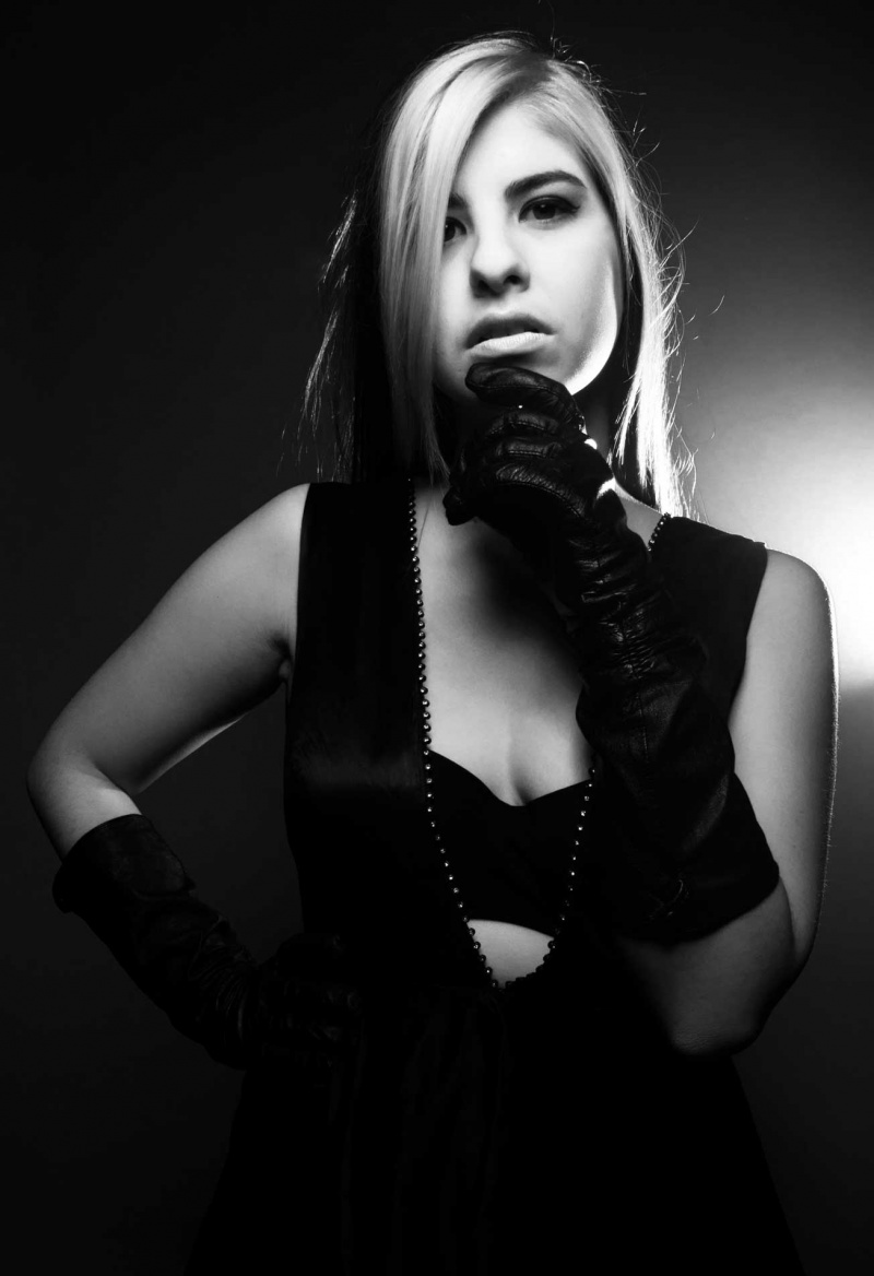 Female model photo shoot of sarabayoumi in black and white