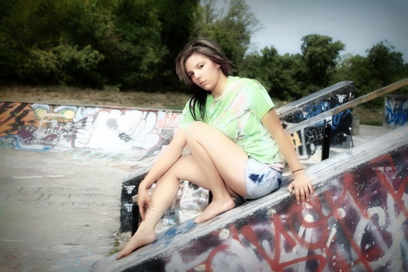 Female model photo shoot of JuliaBrtn in Pleasant Valley Skatepark, Kansas City, Missouri