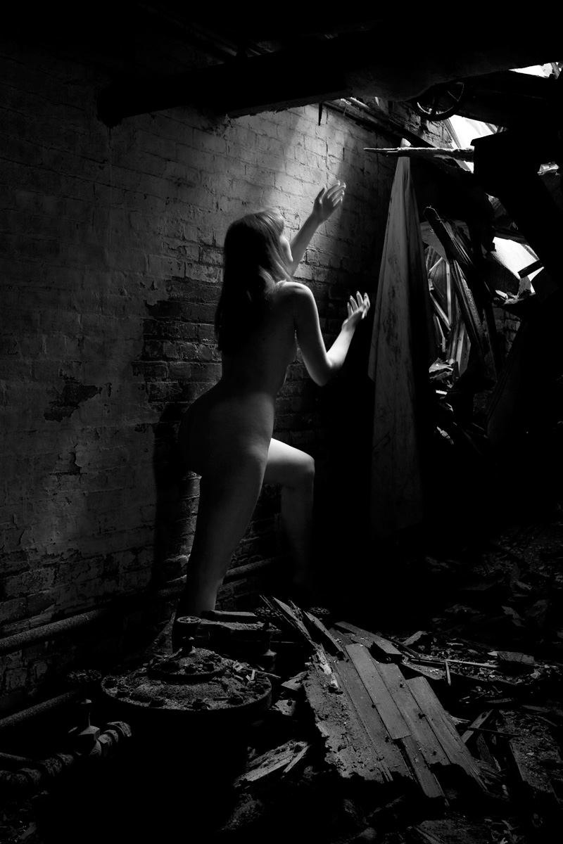 Male and Female model photo shoot of Ference Black and White and Dane Halo in Abandoned insane asylum