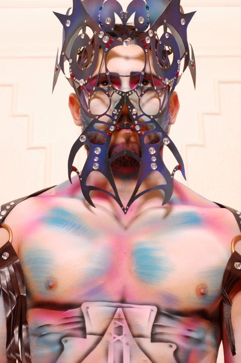 Male model photo shoot of Jesse Contreras, body painted by New York Body Painter