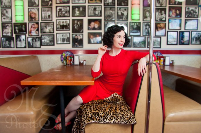 Female model photo shoot of Kathleen Raye by Saaty Photography in Galaxy Diner, Flagstaff, AZ