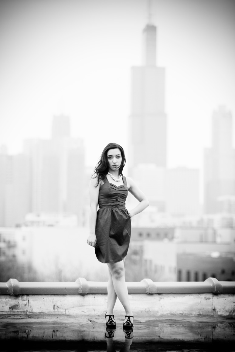 Female model photo shoot of Marie Russo in Chicago roof top