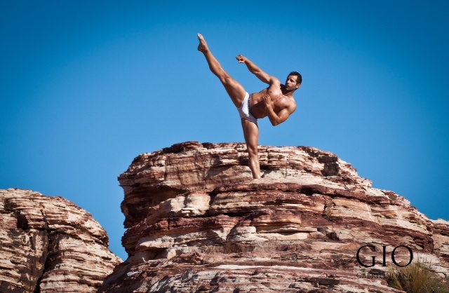Male model photo shoot of Beau Ioana in Las Vegas Red Rocks