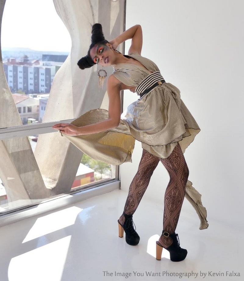 Female model photo shoot of Jamei Black in Concrete Lofts