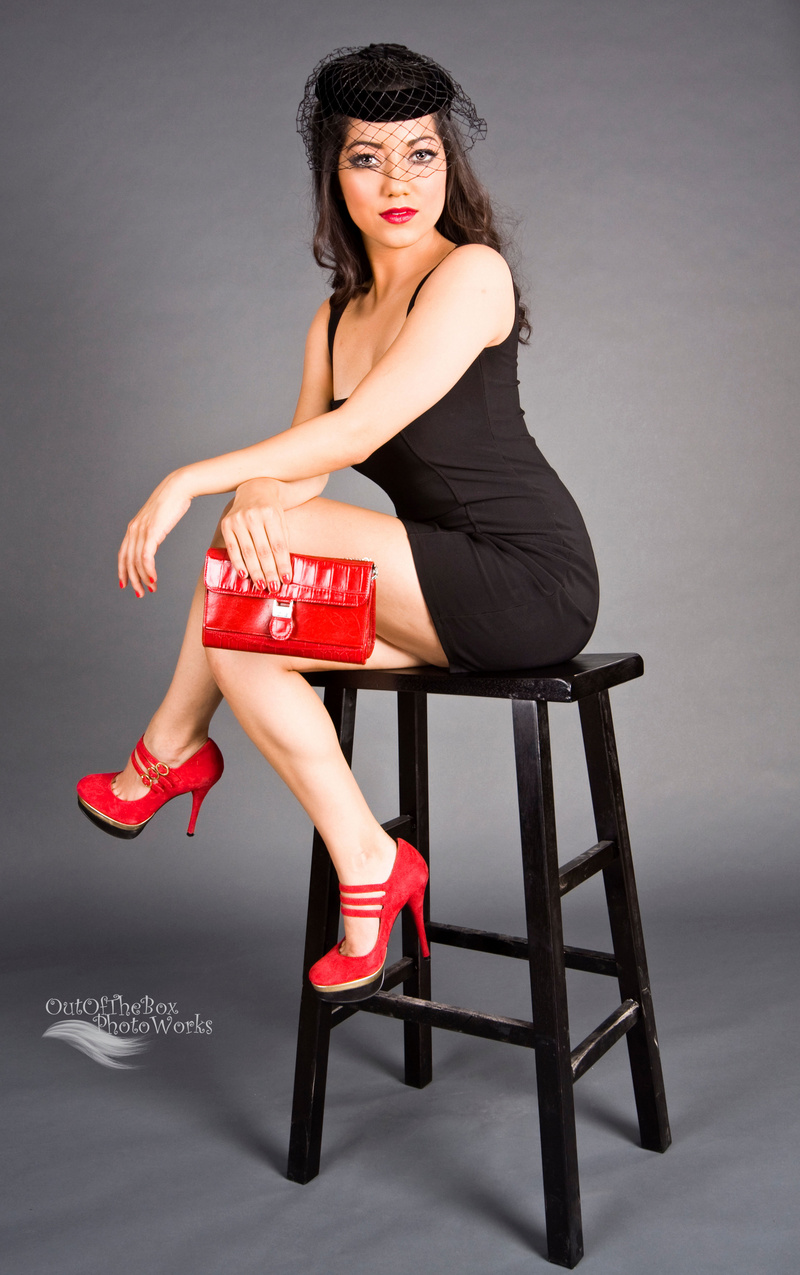 Female model photo shoot of ShirinJA by Miller Box Photography, makeup by Rockinrouge makeup 