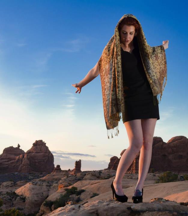 Male and Female model photo shoot of Mark Caplan Photography and missemmily12 in Arches National Park