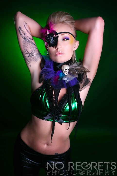 Female model photo shoot of FitAmandaLynn by No Regrets Photography, wardrobe styled by Torture Couture, clothing designed by Purrfect Pineapples