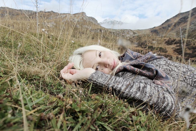 Female model photo shoot of Delilah Yasmin in Swiss Alps