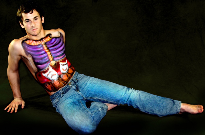 Male model photo shoot of AlexGerard, body painted by Live Canvas Art