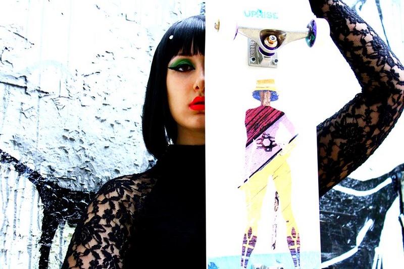 Female model photo shoot of Aeriel J in Uprise Skate Shop
