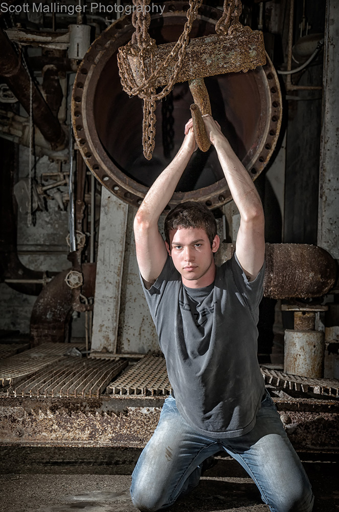 Male model photo shoot of Scott Mallinger in Closed factory, Philadelphia