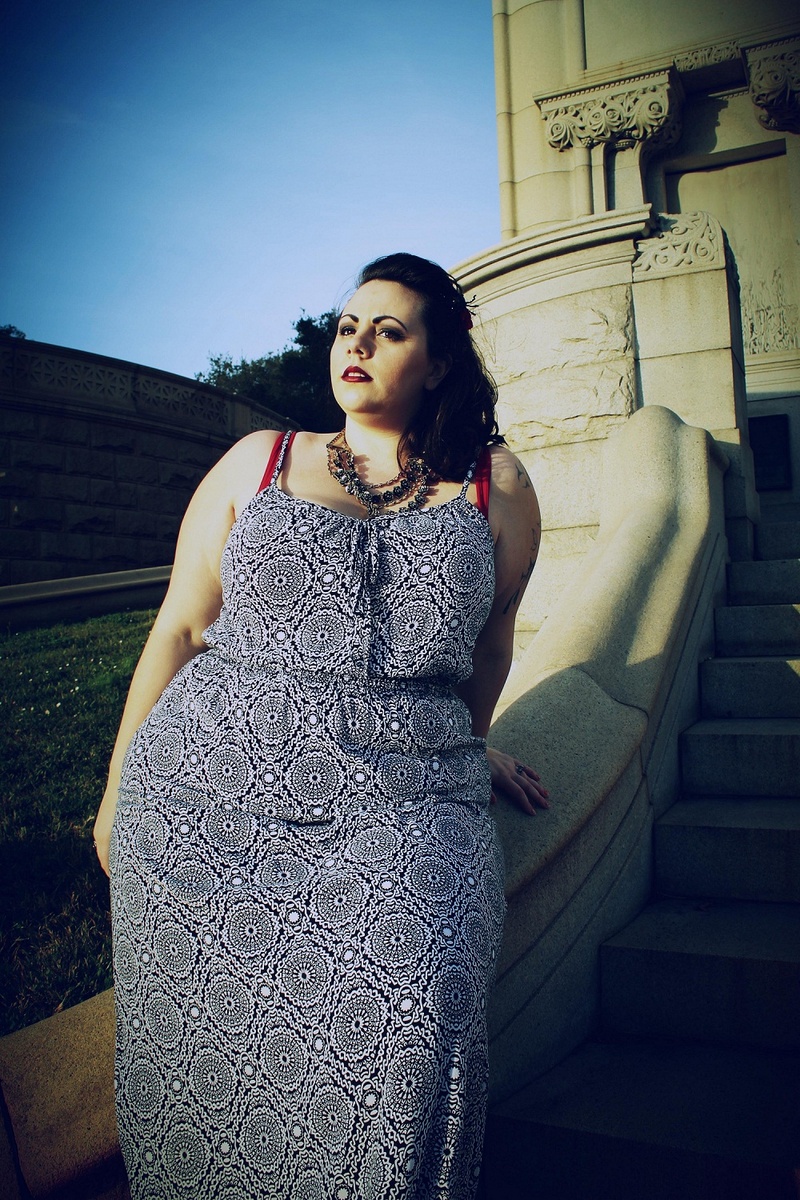 Female model photo shoot of Mandy Bomb in Mountain View Cemetery Oakland Ca