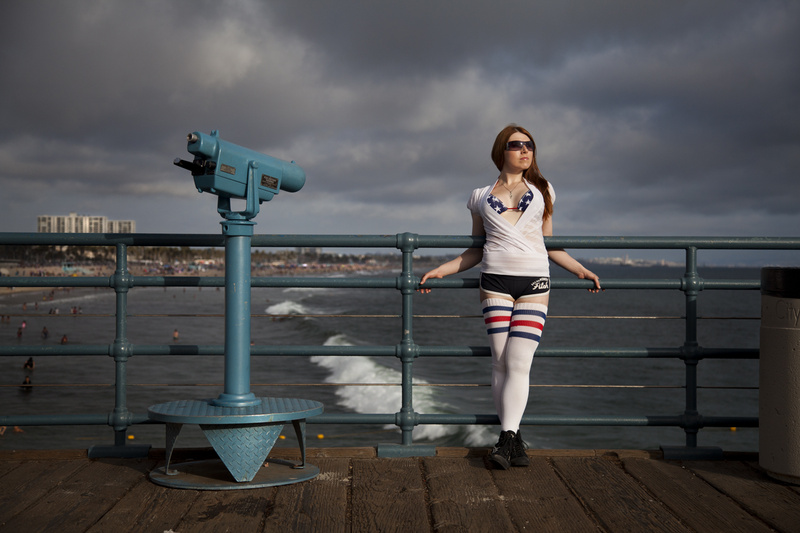 Female model photo shoot of Jacqui Johnson in Santa Monica Pier