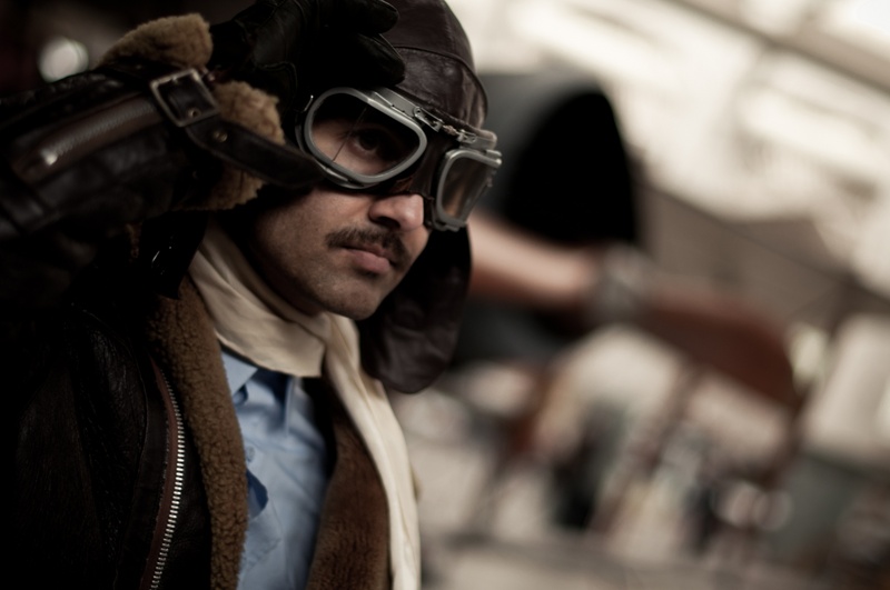 Male model photo shoot of Zaff Actor_Aviator_Model in Duxford War Museum