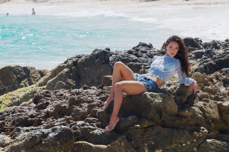 Female model photo shoot of Sante Fortunato in St. Martin, Caribbean