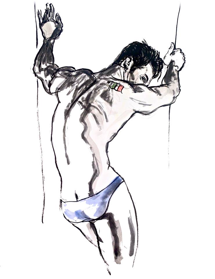 Male model photo shoot of AnthonyNapoli in Los Angeles, art by Physique Illustration 