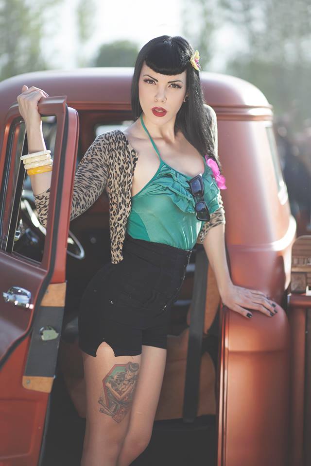 Female model photo shoot of Miss Kamikaze in At the #5 Trash'n'burn Miting Američkih Automobila 2013.