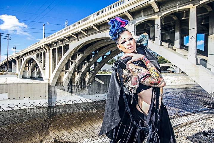 Female model photo shoot of Verona Blue by No Regrets Photography in Los Angeles, makeup by Morgan Panter