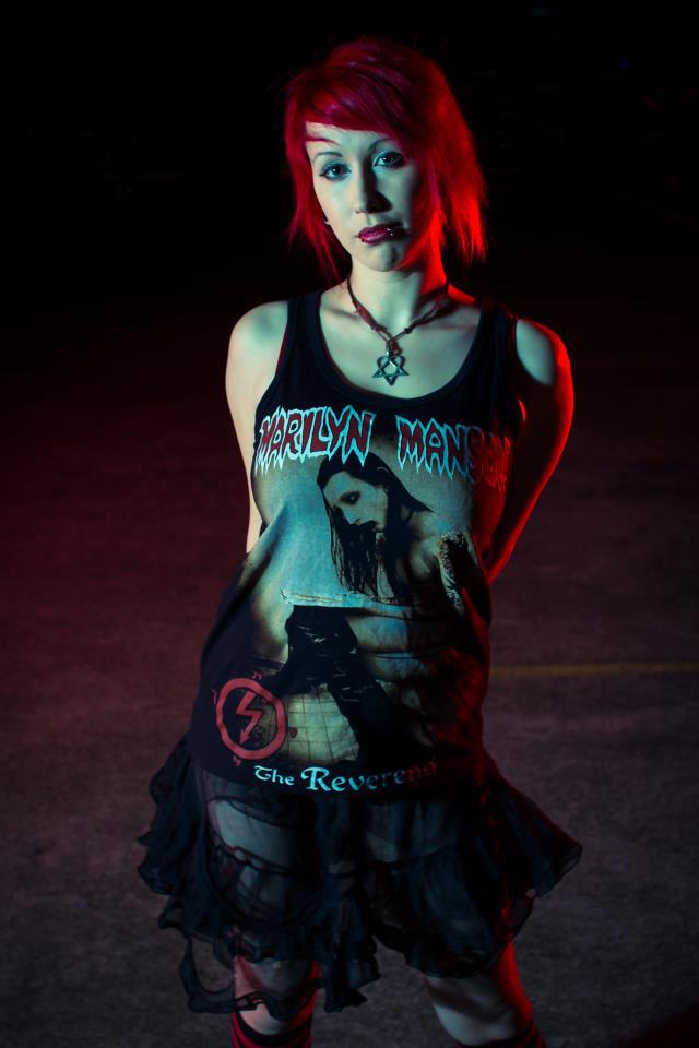 Female model photo shoot of Scarlett Venom in rooftop