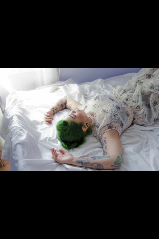 Female model photo shoot of Green Monster