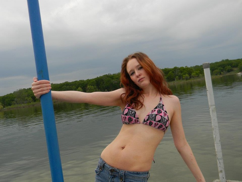 Female model photo shoot of Ginger Sky in Texarkana lake