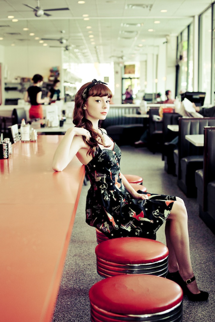 Female model photo shoot of IrisRay in The Majestic Diner; Atlanta, GA