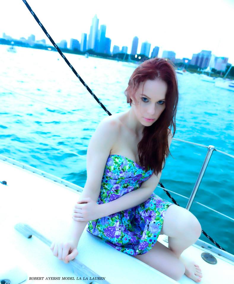 Female model photo shoot of laurenilli in lake michigan, chicago