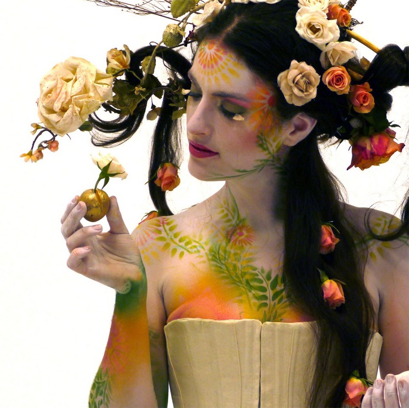 Female model photo shoot of marya stark in Blue Lotus Studios, body painted by Icarus Zaure