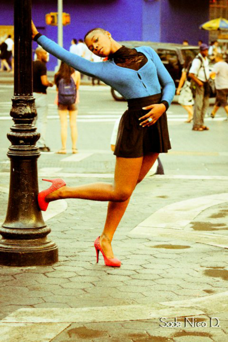 Female model photo shoot of Lola Blackbird in Union Square, New york