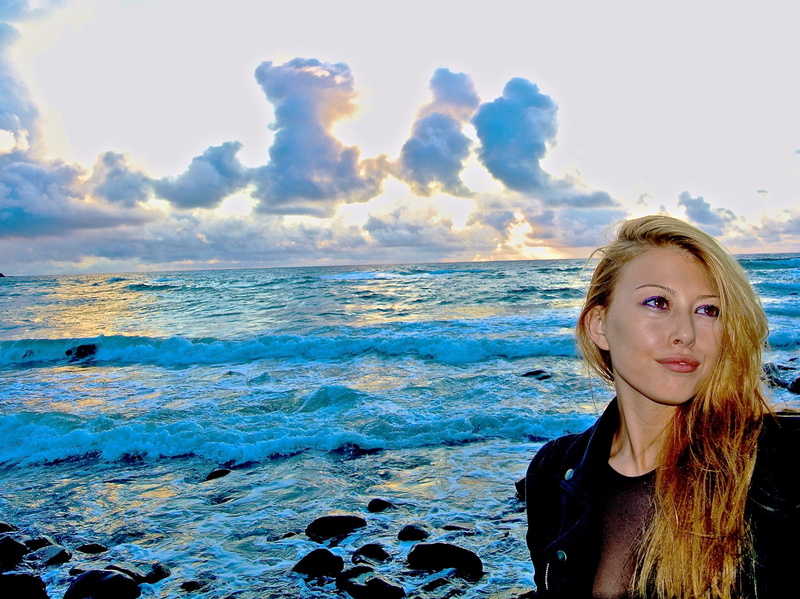 Female model photo shoot of Mariko Alexandra in Kealia Beach, Kauai