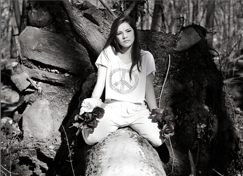 Female model photo shoot of Alizee Michaels in Woods