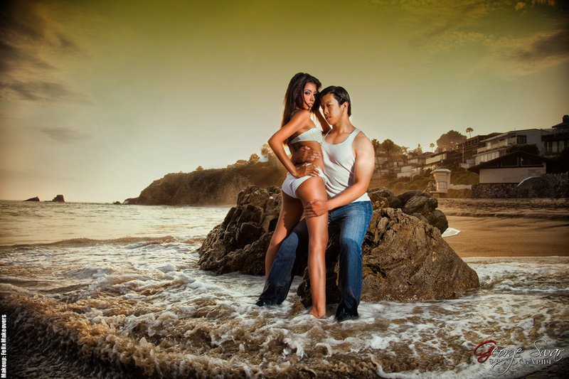 Male and Female model photo shoot of George Swar Photography, PDN and Brenda Castillo in Laguna Beach, makeup by THE FACE