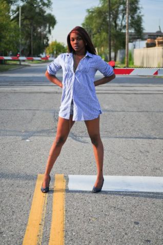 Female model photo shoot of IG Thee_Columbiana in Downtown Detroit
