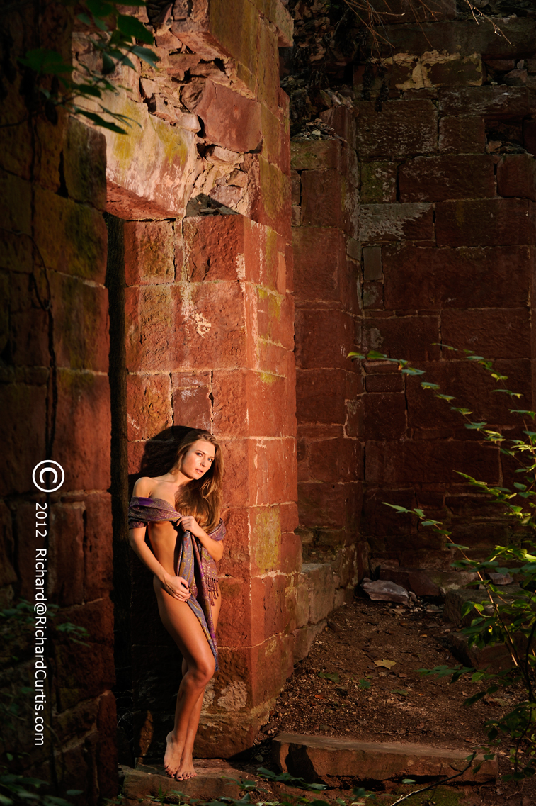 Male and Female model photo shoot of Richard Curtis and Marina Romanova in Abandoned Seneca Stone Mill, Darnstown, Maryland, USA