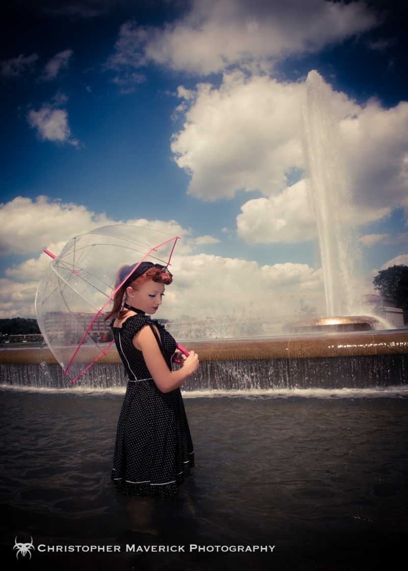 Female model photo shoot of Ariel Aine in Point state park fountain
