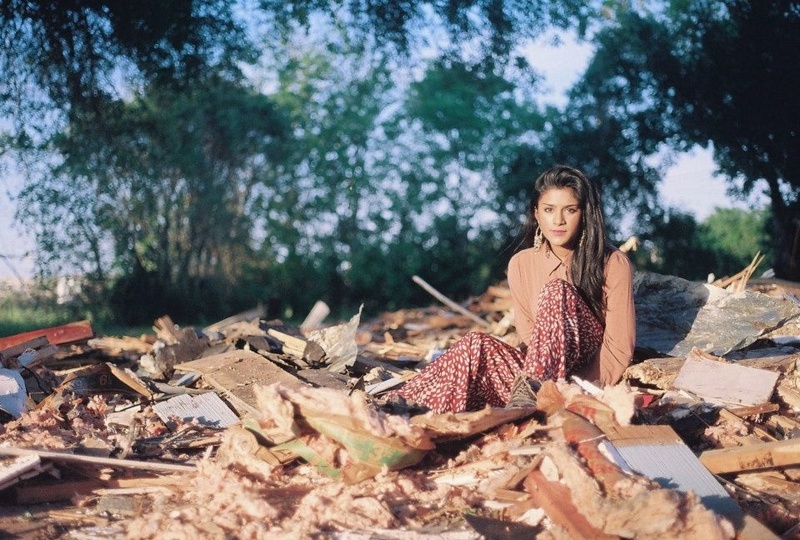 Female model photo shoot of Conner Mynatt in Demolished home