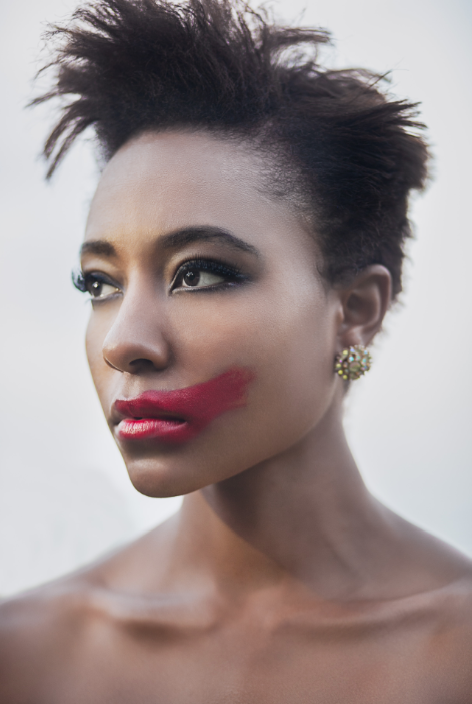 Female model photo shoot of Dele Alakija Makeup by Avaloni Studios
