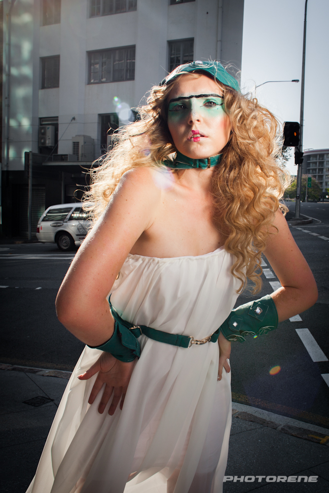 Female model photo shoot of HoskiN Designs by photorene