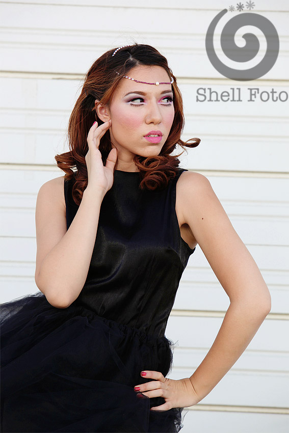 Female model photo shoot of Shell Foto and Sarah Krystyne, makeup by Dorsha Rodriguez, clothing designed by Erika Salumbides