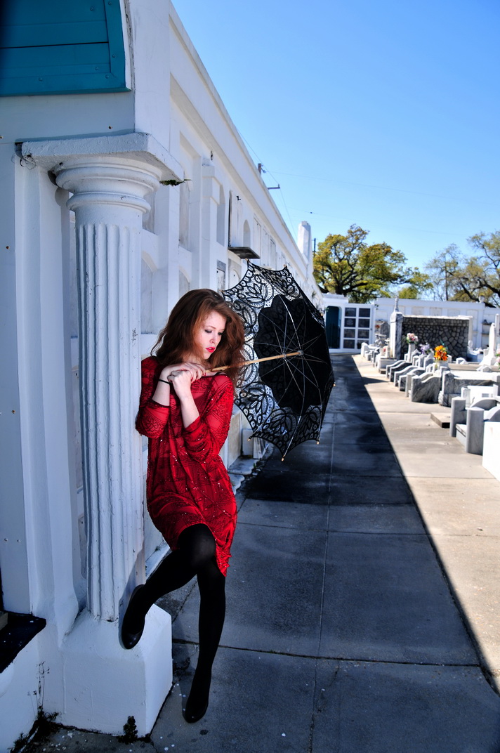 Female model photo shoot of Ellie Rogers by JPW Fotography in St. Roch Cemetary