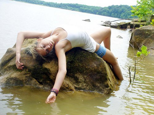 Female model photo shoot of Tuesdae Mounts in Potaka Lake. Indiana